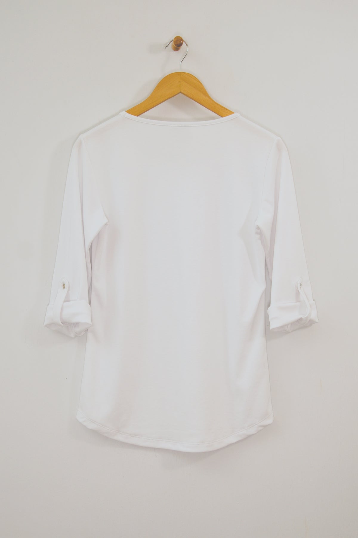 Button Front Tee with Sleeve Tabs