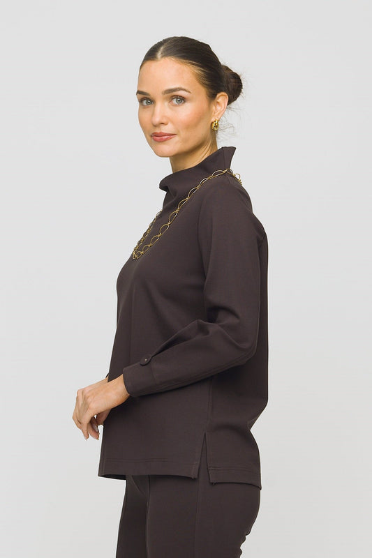 28" Funnel Neck Ponte Tunic