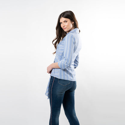 Asymmetric Hem Wrap Shirt
