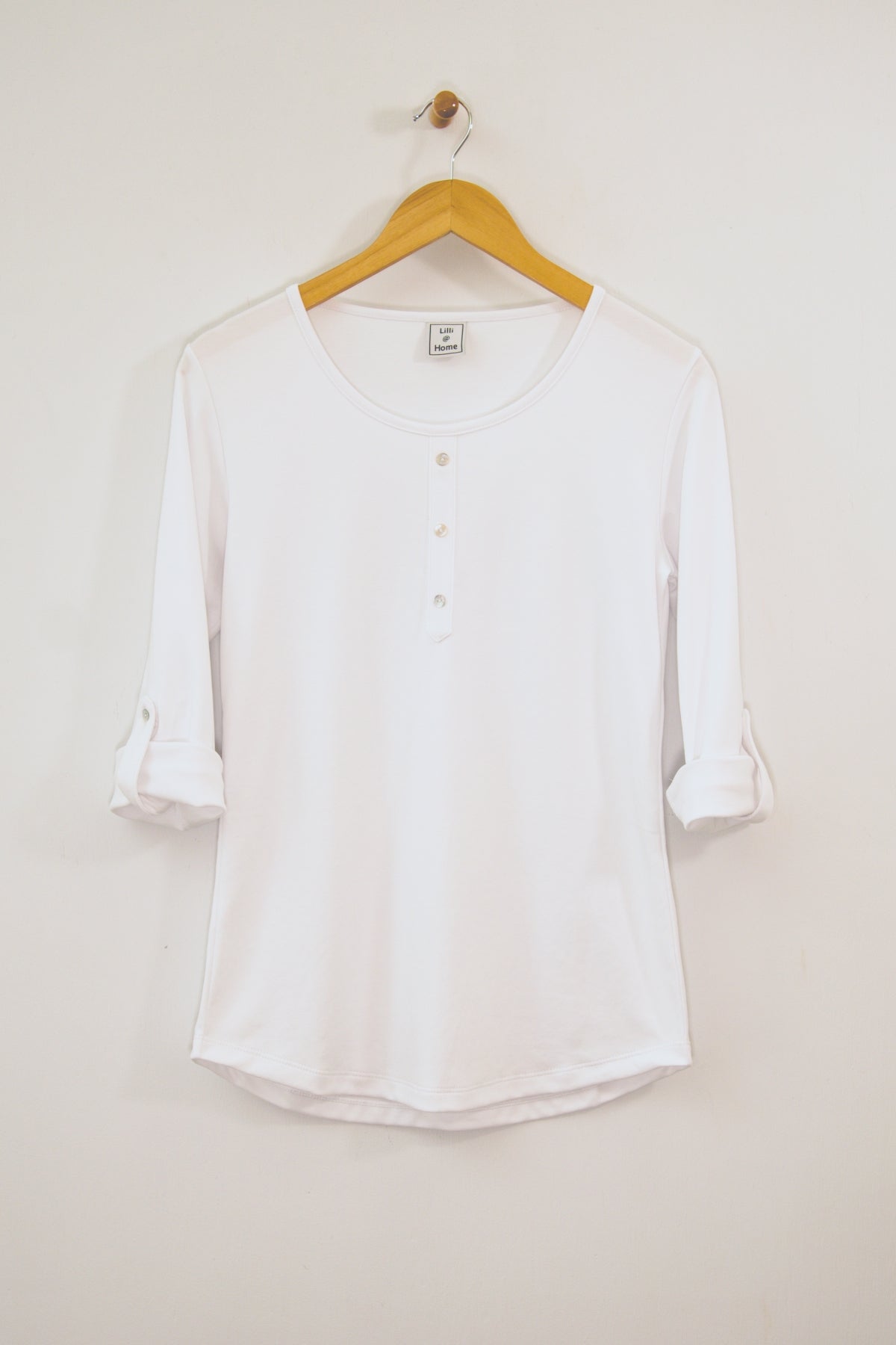 Button Front Tee with Sleeve Tabs