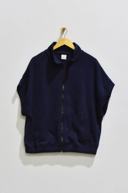 Elastic Sleeve Boxy Zip Jacket