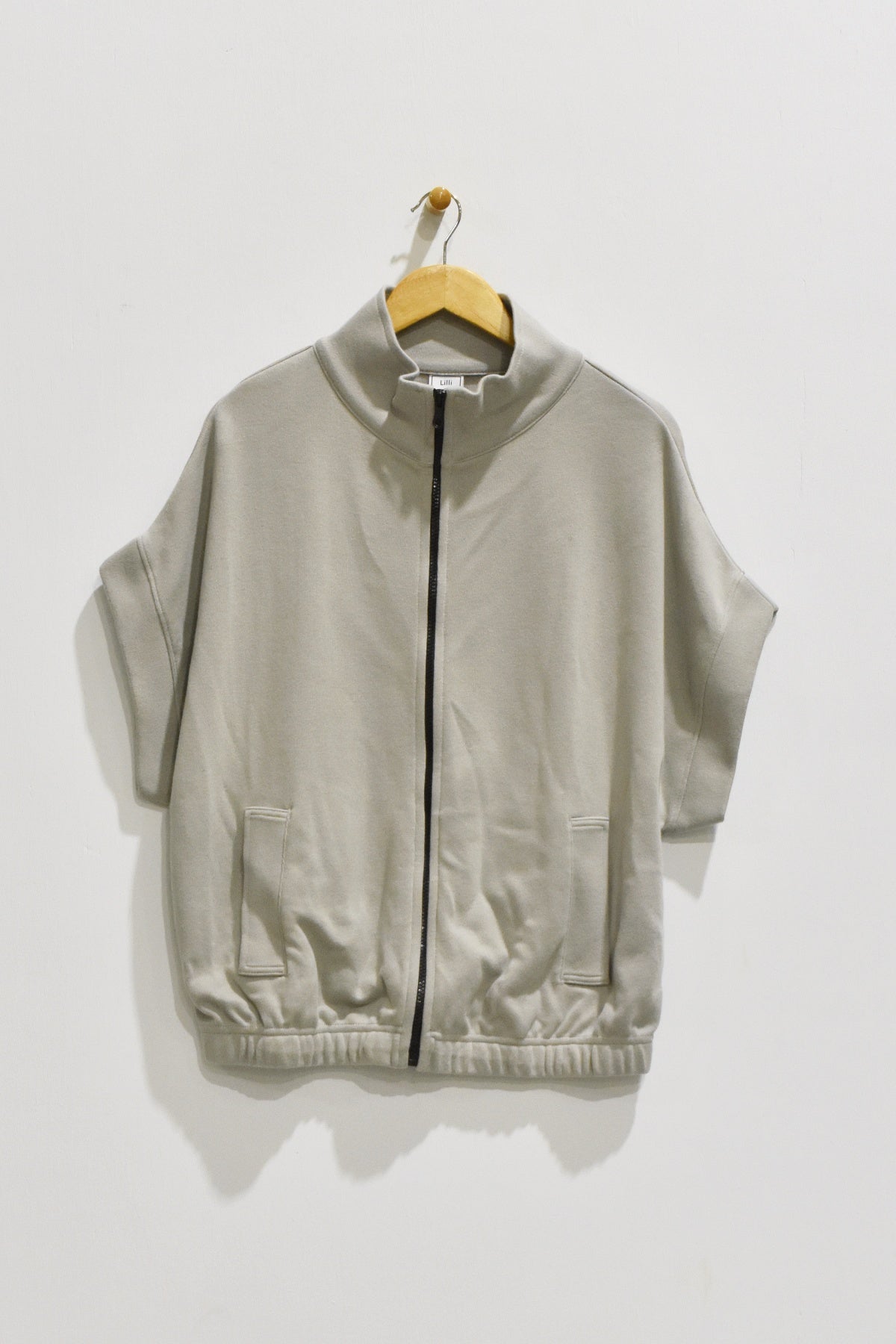 Elastic Sleeve Boxy Zip Jacket