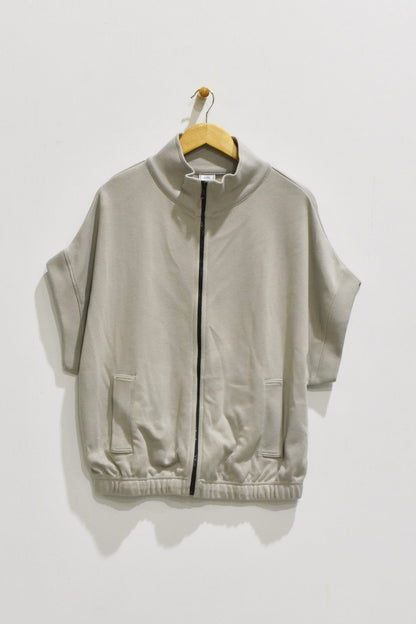 Elastic Sleeve Boxy Zip Jacket